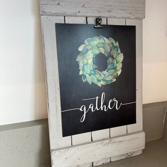 Home Decor Wooden Gray Picture Holder with Clip, 10"x17" Cottagecore - Picture 3 of 7